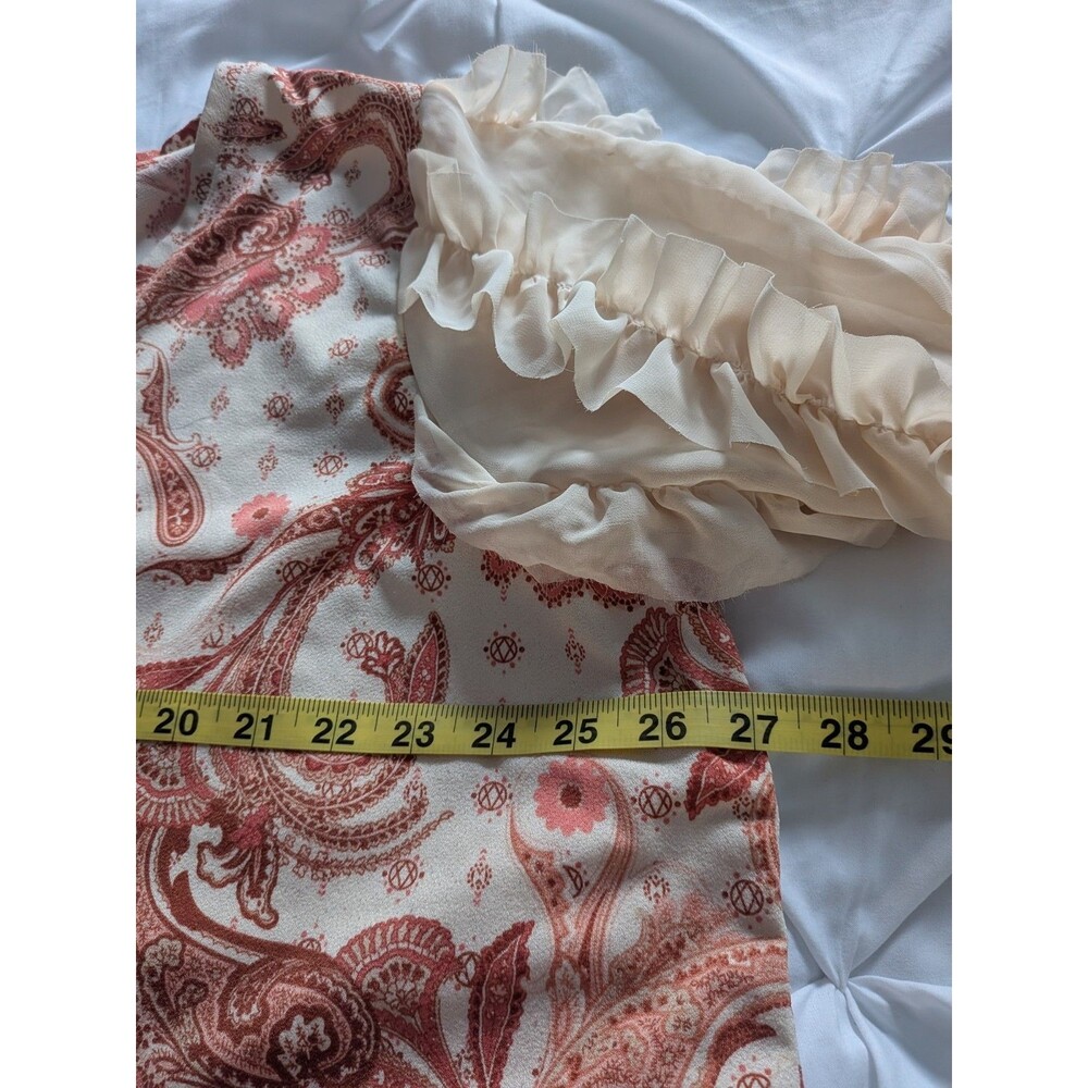 Cato Blouse Womens 22/24W Cream Paisley Floral Ruffle Sleeves Boho Peasant Top - Picture 10 of 11